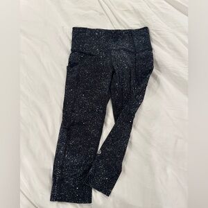 Lululemon Black, Blue, ans White Speckled Cropped Leggings